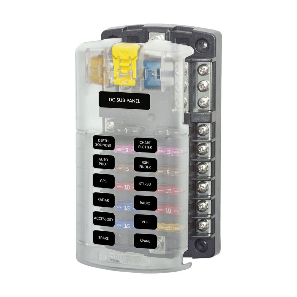 Blue Sea Systems ST Blade Fuse Block - 12 Circuit with Negative Bus and Cover