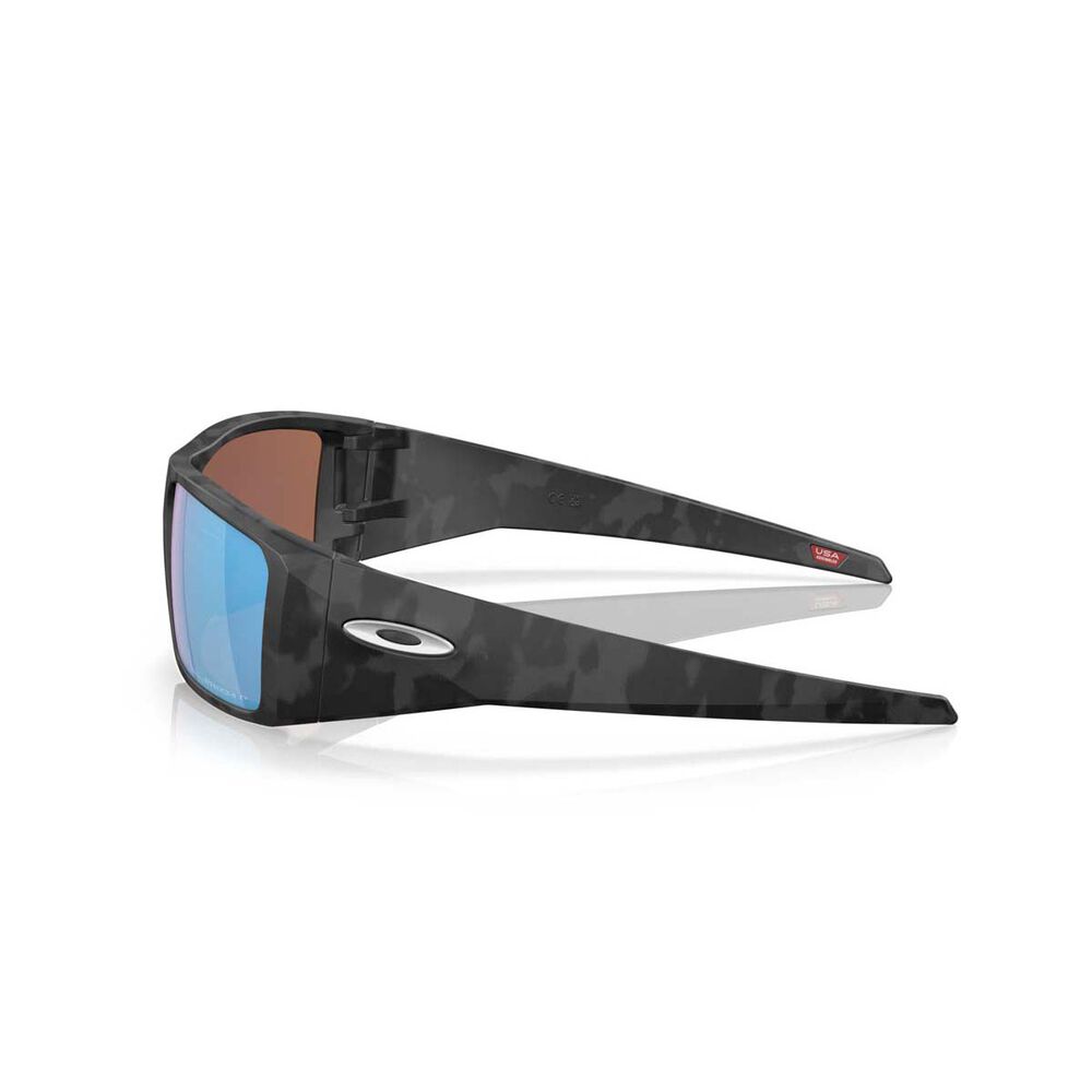 Oakley Heliostat Polarised Sunglasses Black Camo with Prizm Blue Lens