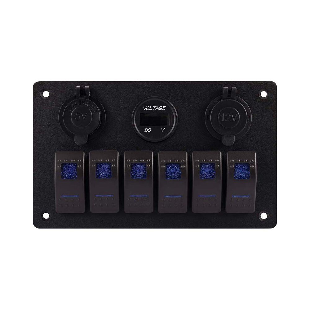 Bowline Switch Panel 6 Rocker 2 USB Plus Cigarette Socket