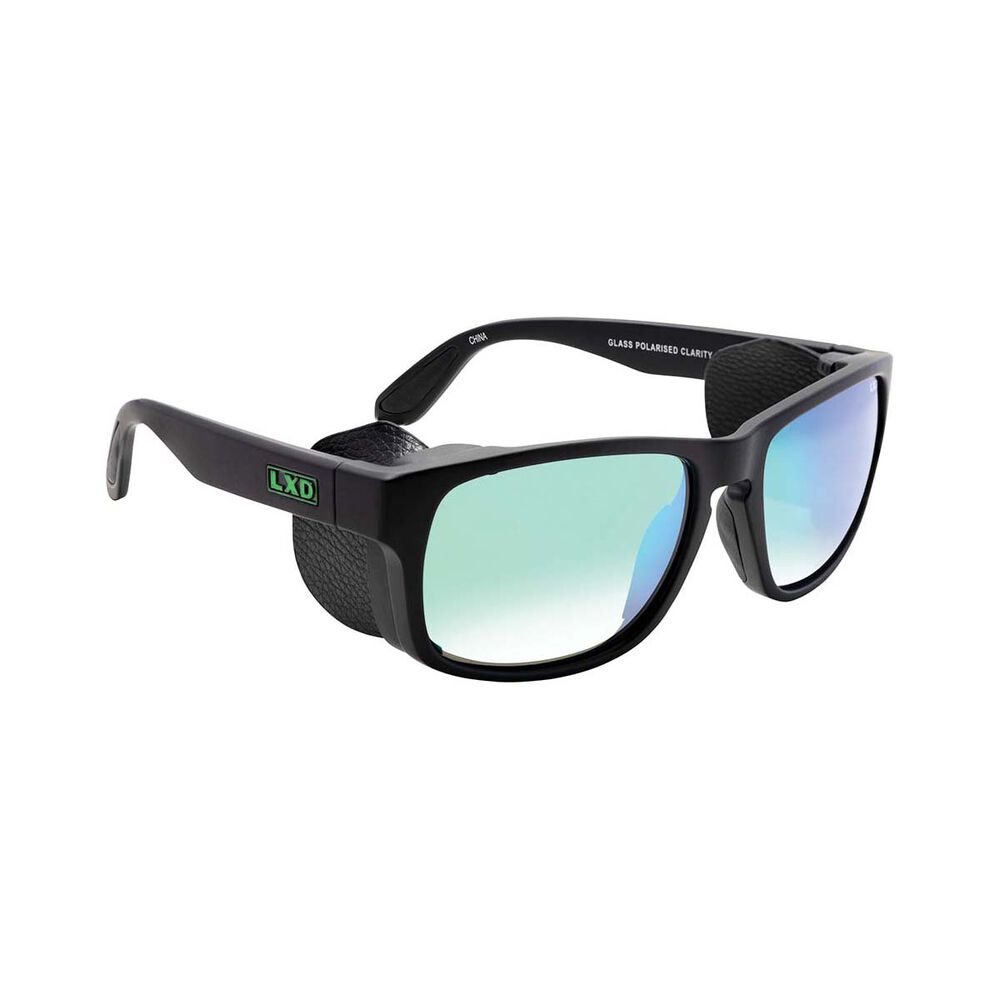 LXD Men's Baja Mirror Polar Sunglasses Matt Black with Green Lens
