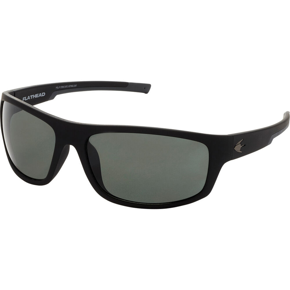 Stingray Flathead Polarised Sunglasses Black with Smoke Lens