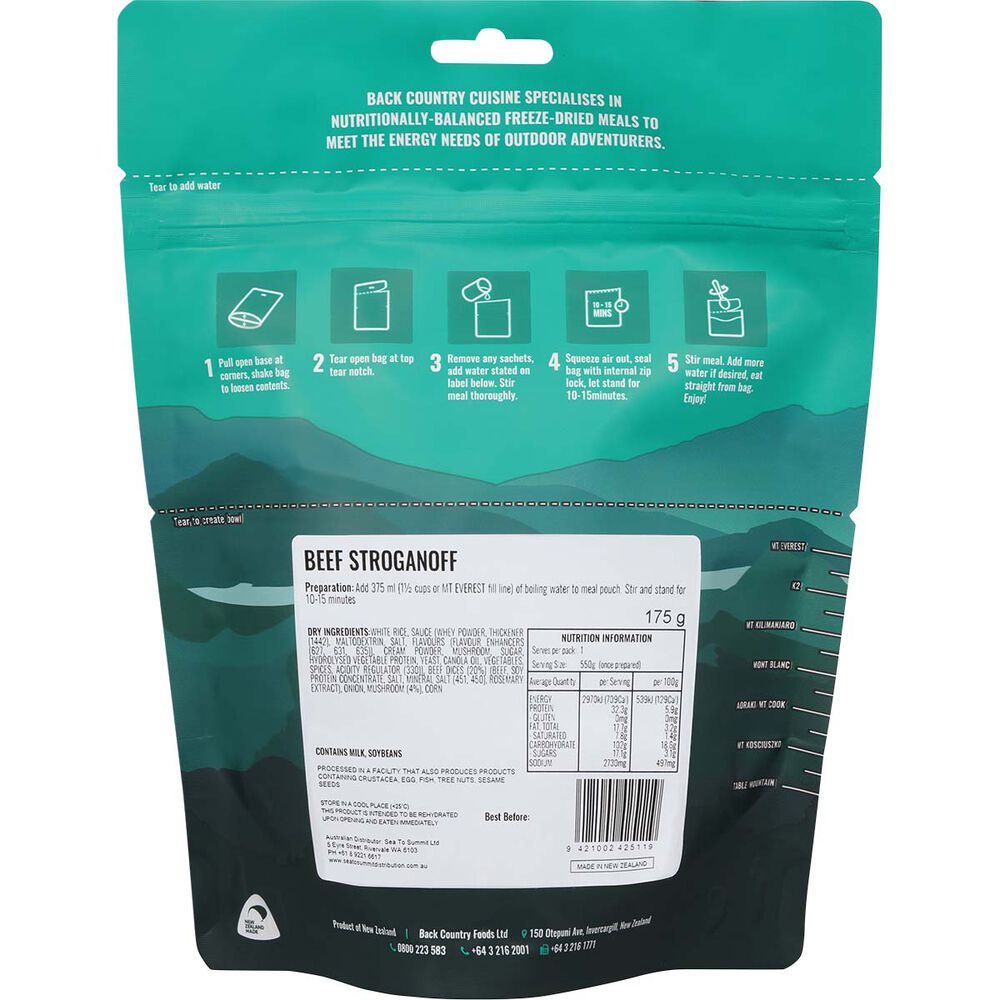 Back Country Cuisine Freeze Beef Stroganoff 2 Serves