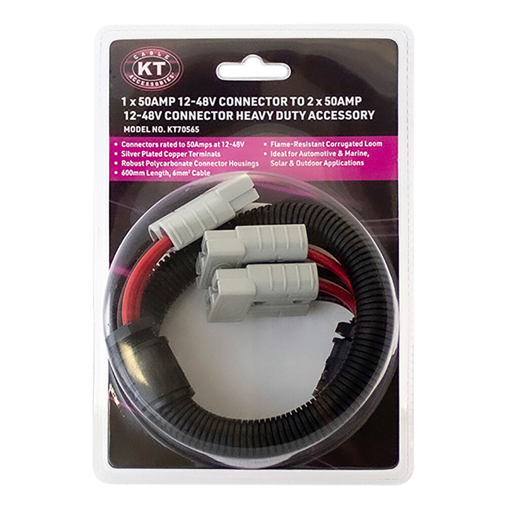 KT Cables 50 AMP Heavy Duty Connector Output to 2