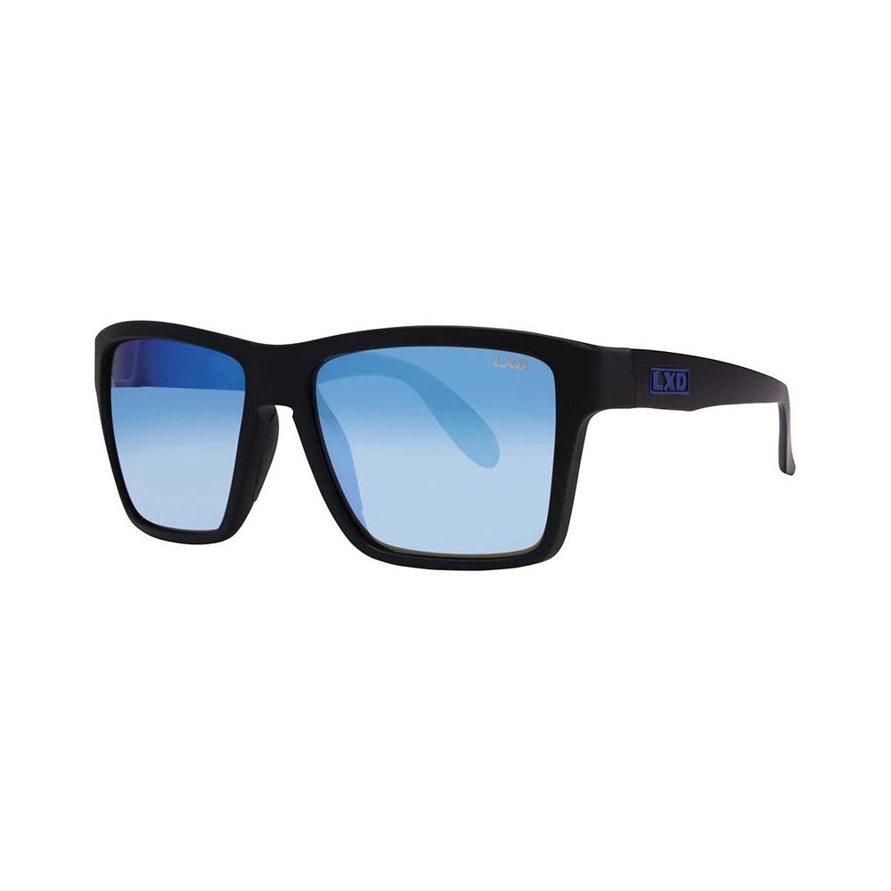 LXD Men's Scholz Mirror Polar Sunglasses Matt Black with Blue Lens