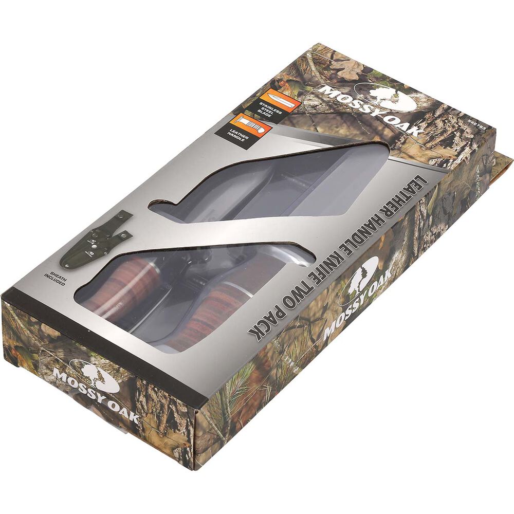 Mossy Oak Leather Handle Knives 2 Pack