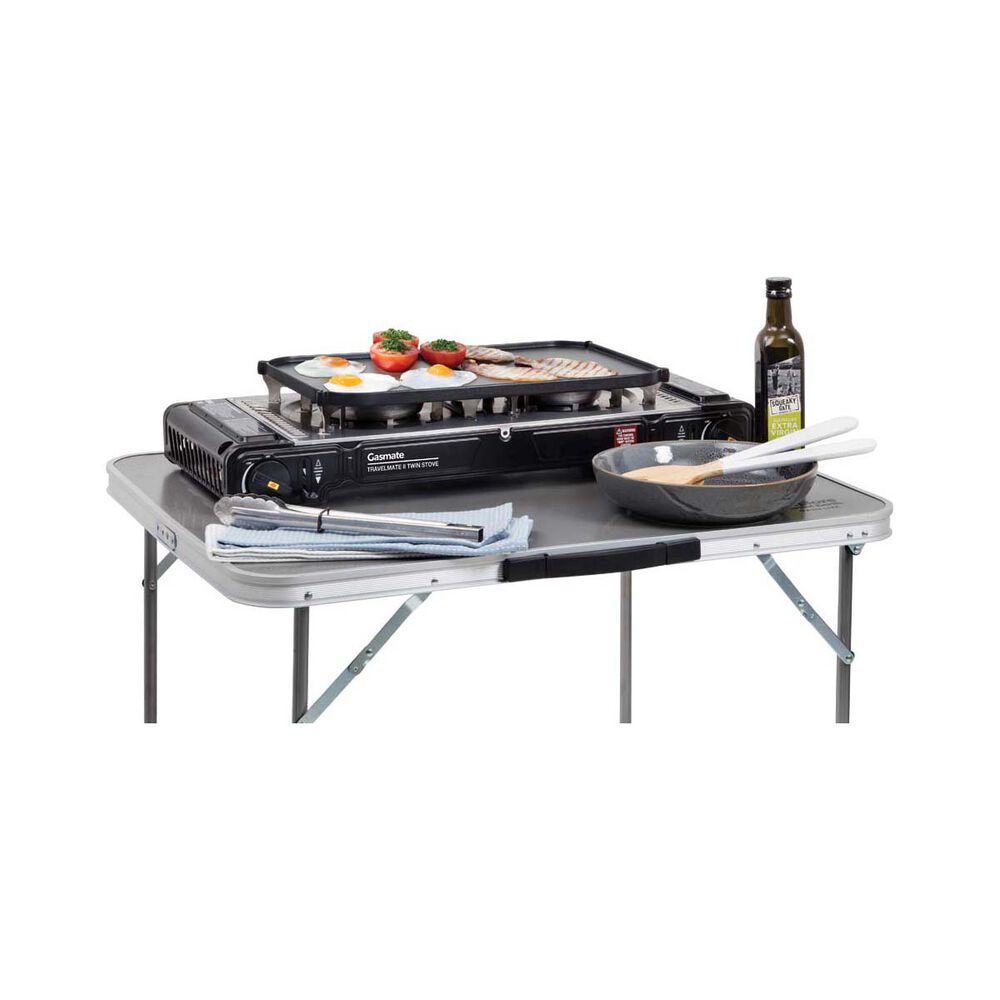 Gasmate Travelmate II SS Double Butane Stove With Hotplate