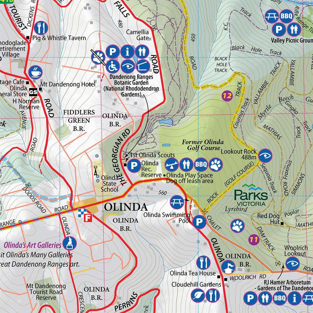 Meridian Maps Dandenong Ranges and Lysterfield Hills Map Guide