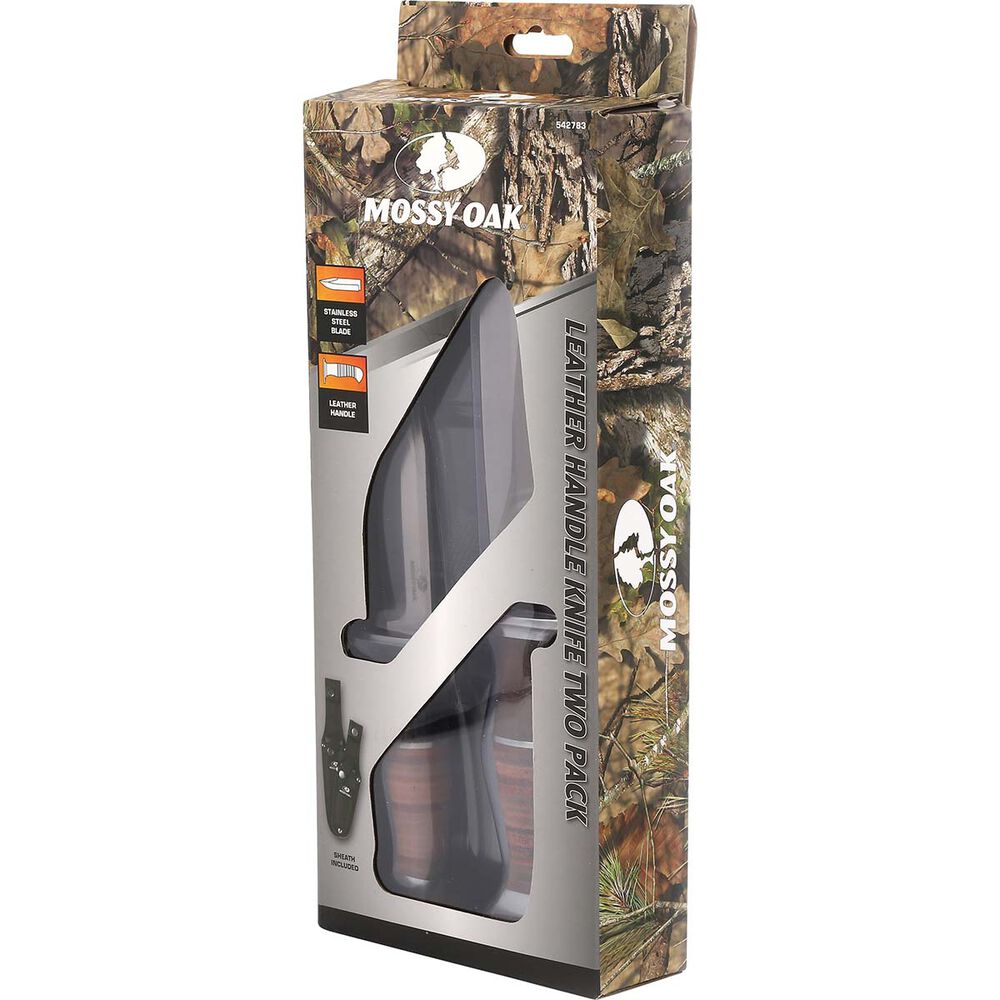 Mossy Oak Leather Handle Knives 2 Pack