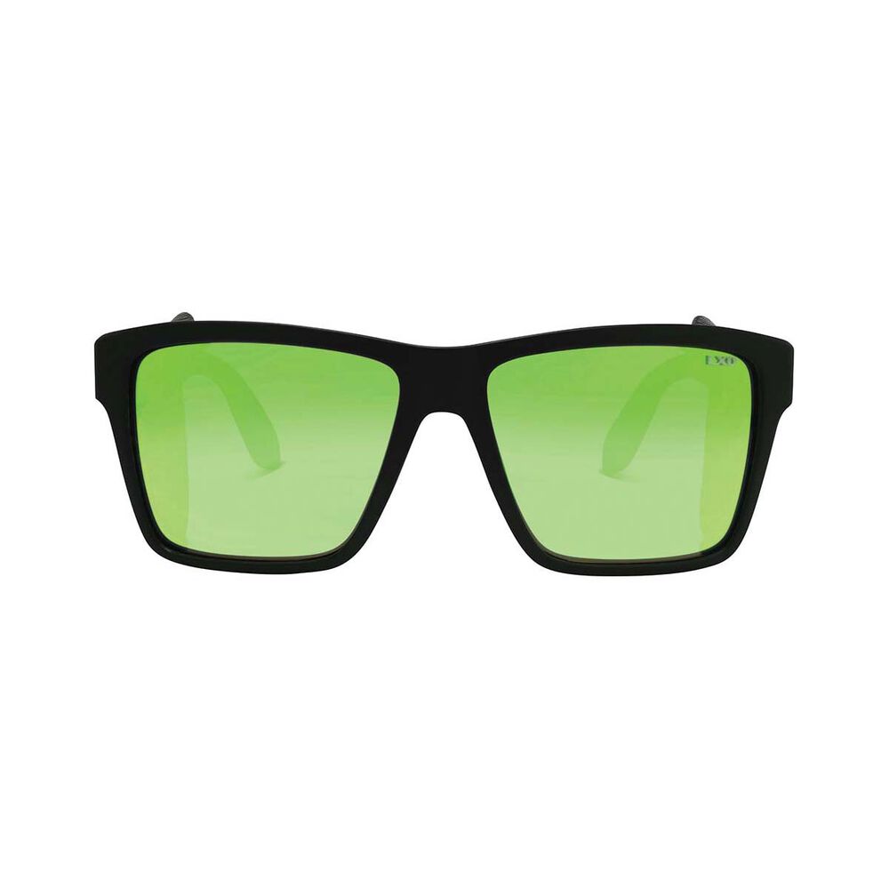 LXD Unisex Caspian Brooksy Sunglasses Matt Black with Green Mirror Lens