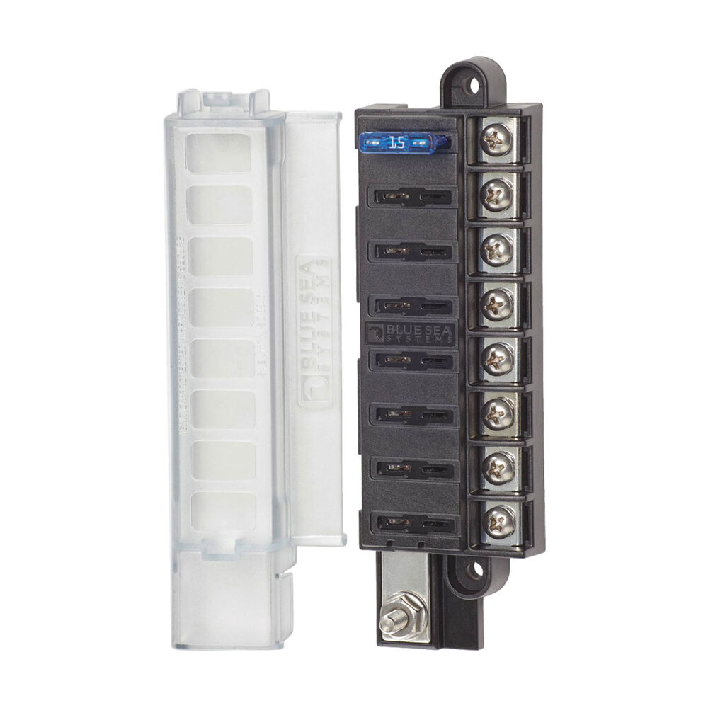 Blue Sea Systems ST Blade Compact Fuse Block - 8 Gang with Cover
