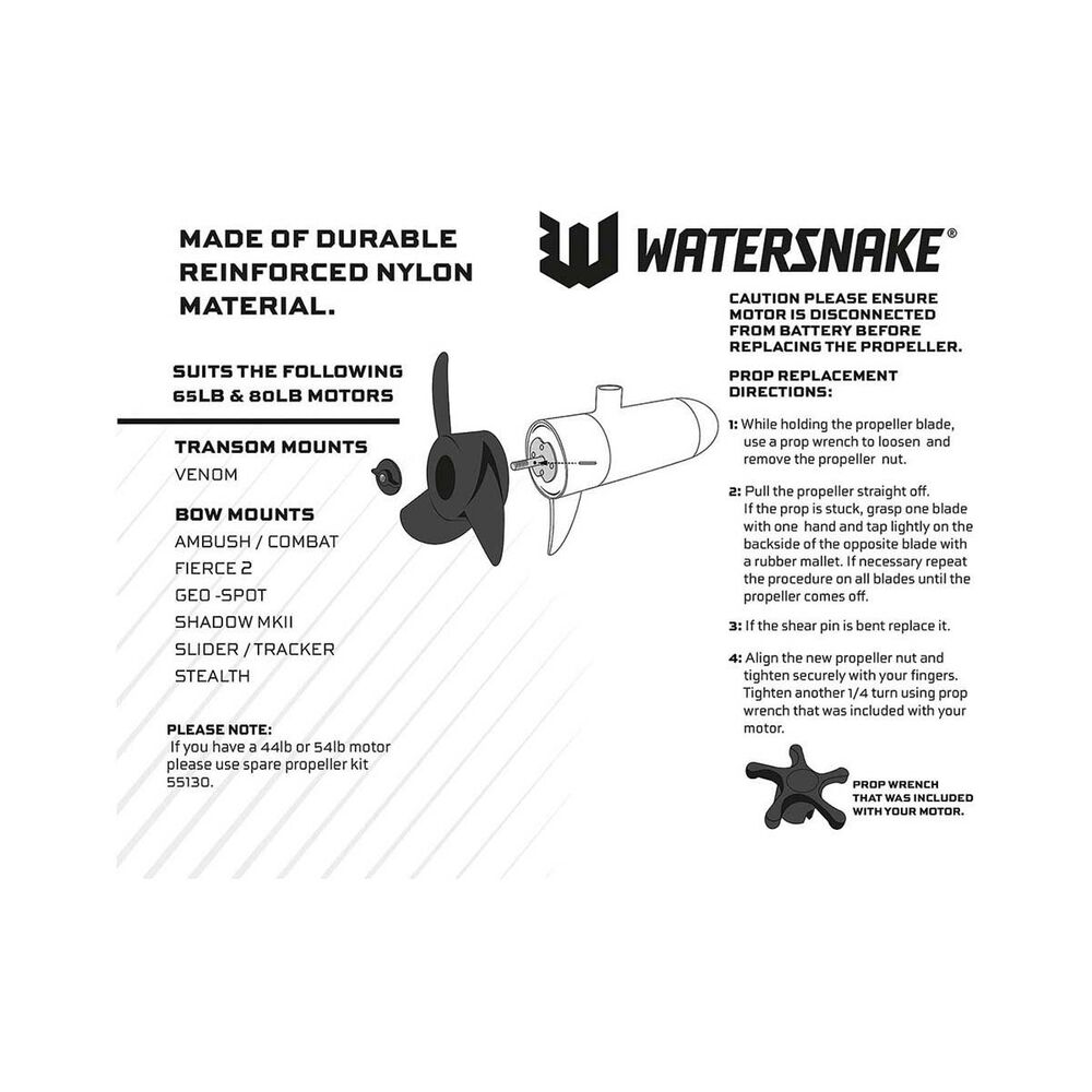 Watersnake 3-Blade Prop Kit Suits 65lb and 85lb Motors