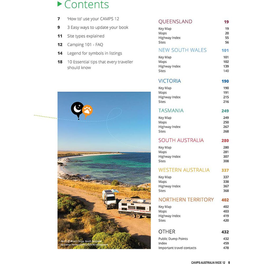 Camps 12 Australia Wide Free & Budget Campsite Book: A4 Standard Edition
