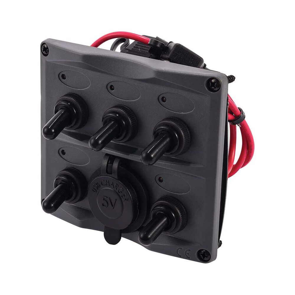 Bowline Switch Panel 5 Gang 2 USB Black