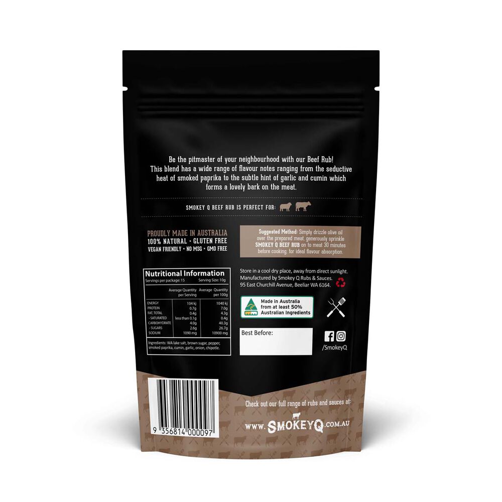 Smokey Q Beef Rub Pouch 150G