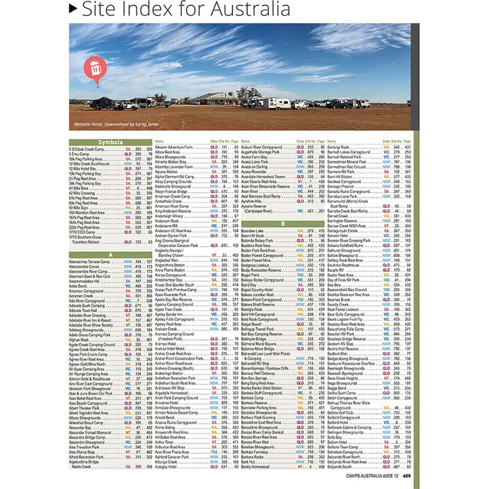 Camps 12 Australia Wide Free & Budget Campsite Book - B4 Easy to Read