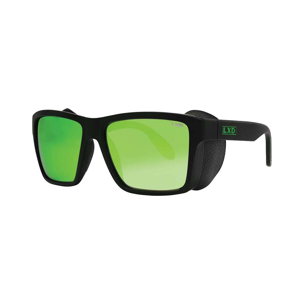 LXD Unisex Caspian Brooksy Sunglasses Matt Black with Green Mirror Lens