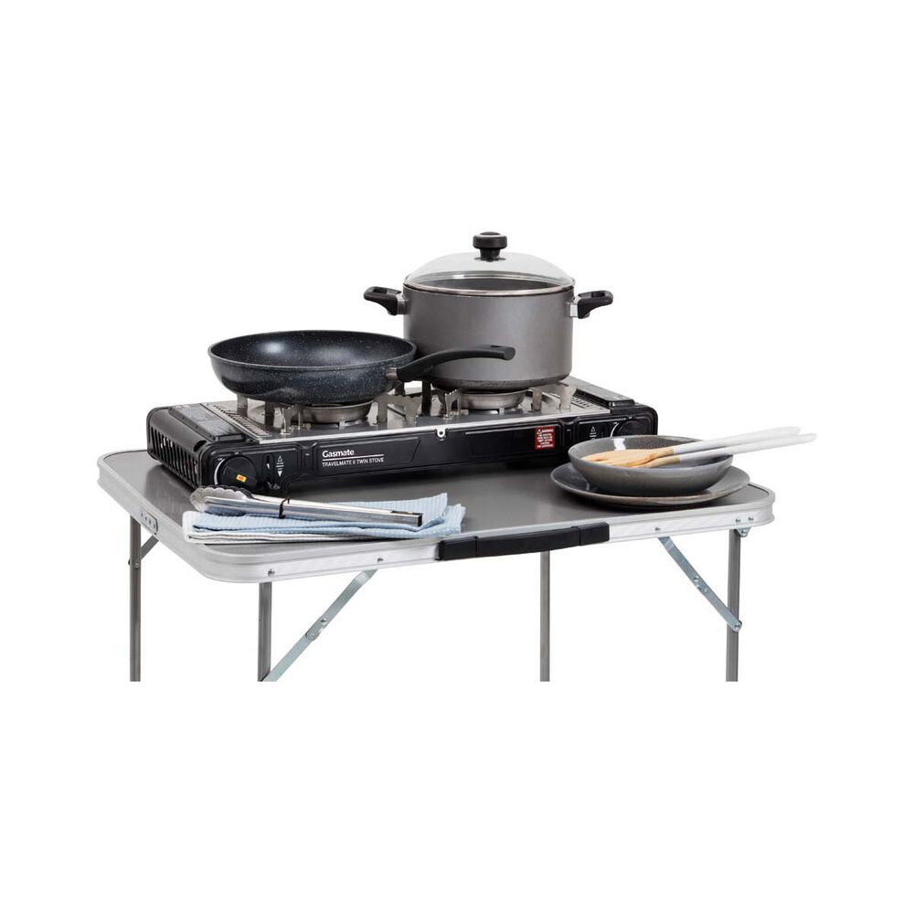 Gasmate Travelmate II SS Double Butane Stove With Hotplate