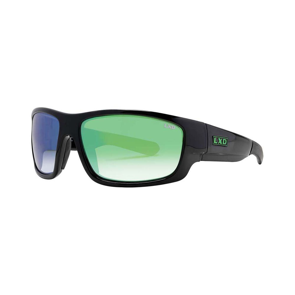 LXD Men's Atlantic Mirror Polar Sunglasses Black with Green Lens