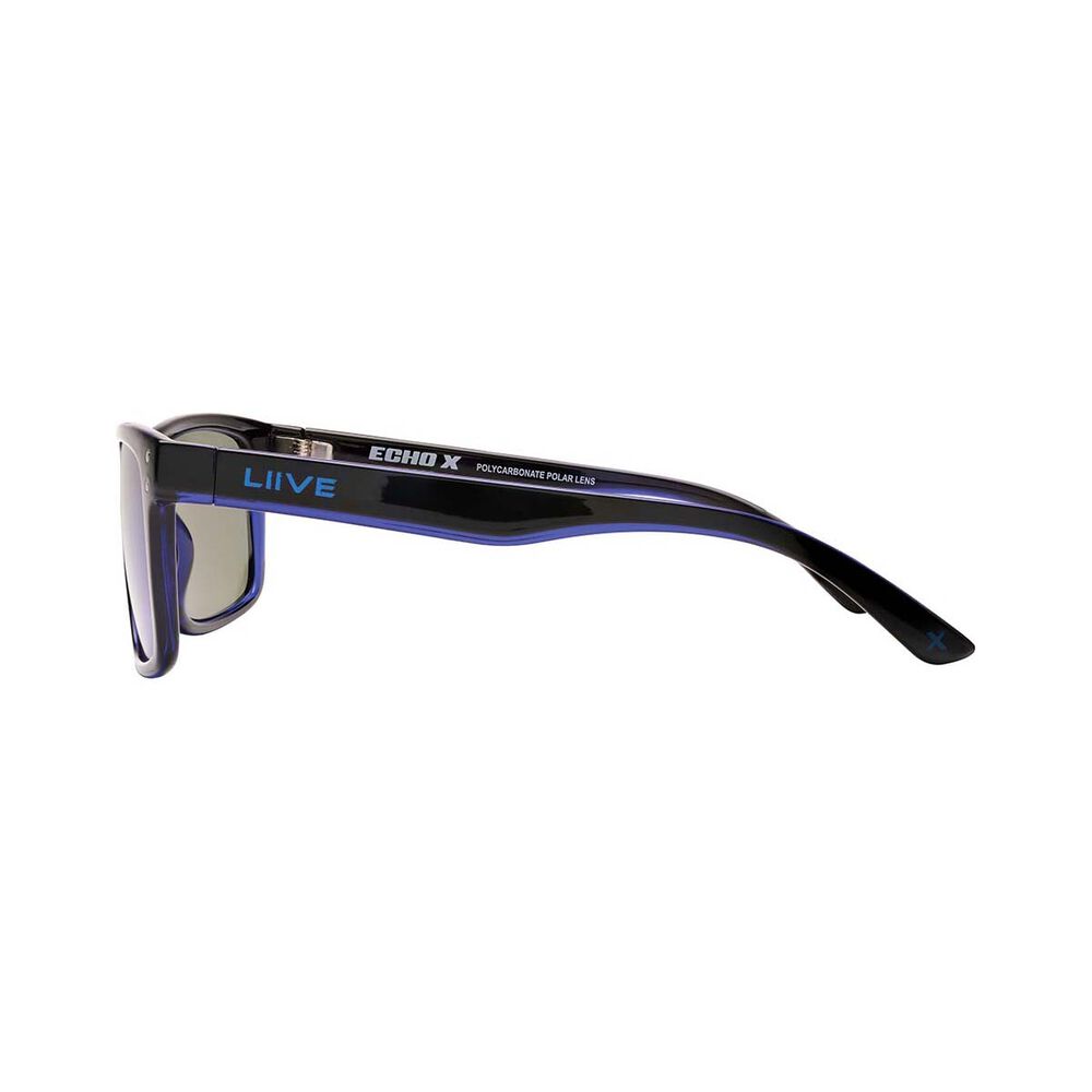 Liive X Echo Men's Mirror Polarised Sunglasses Matt Black with Blue Lens