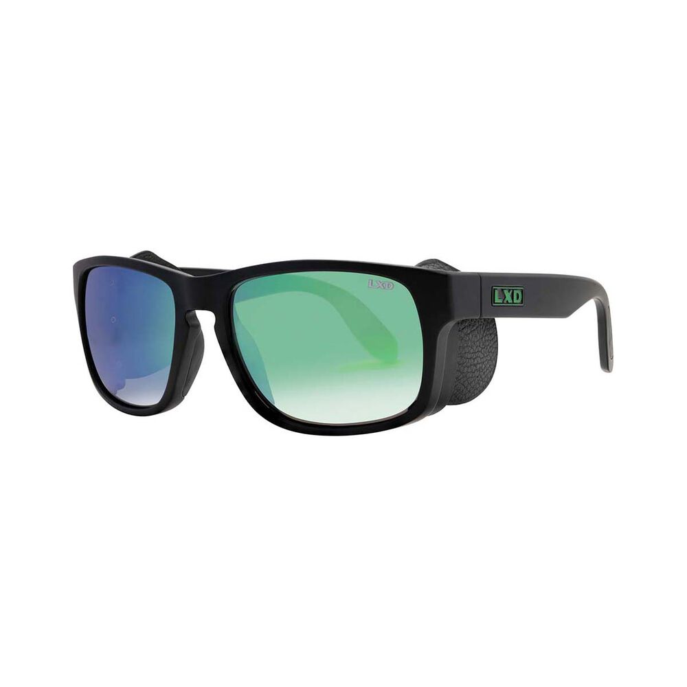LXD Men's Baja Mirror Polar Sunglasses Matt Black with Green Lens