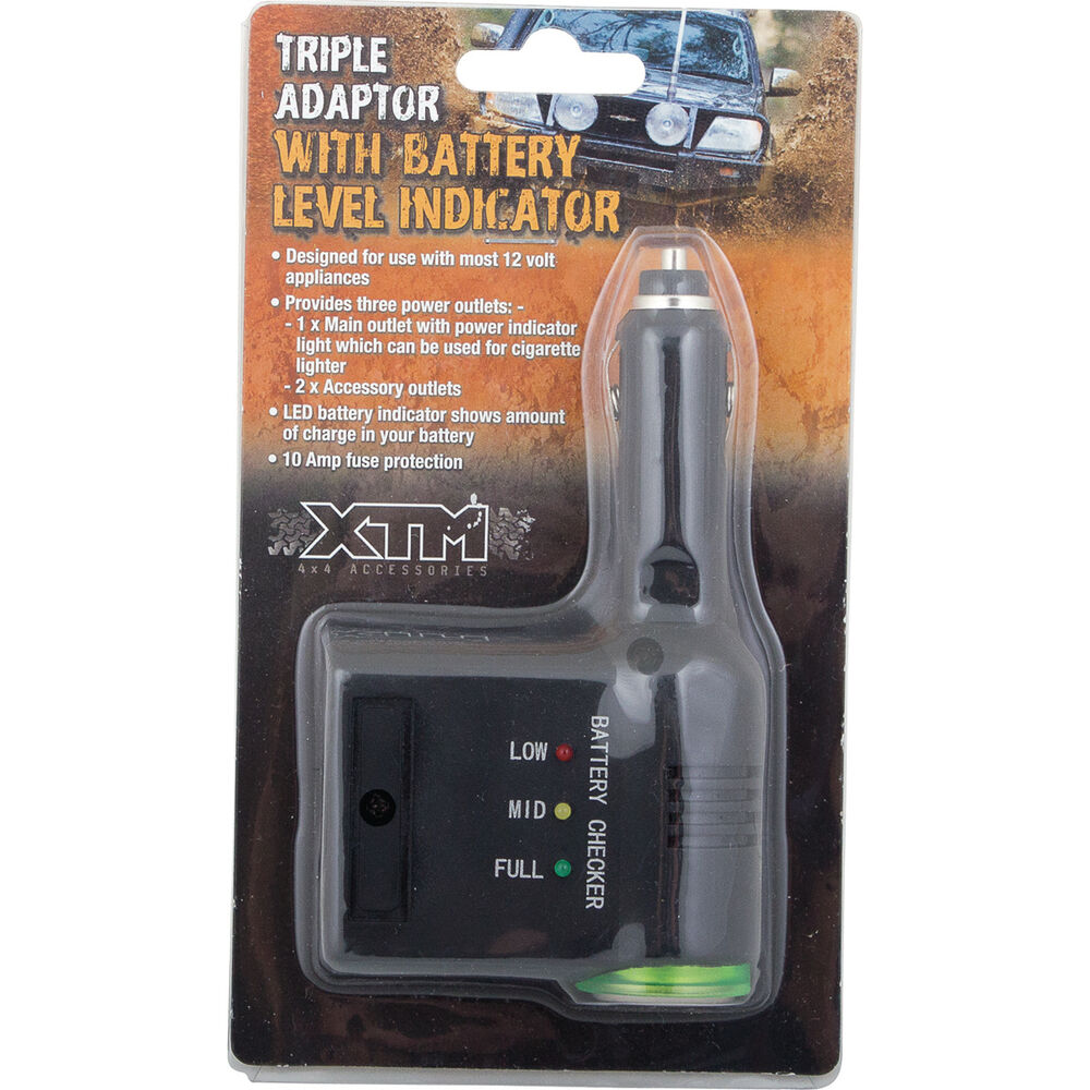 XTM Adaptor Triple with Batt Level Indicator 12V 10A