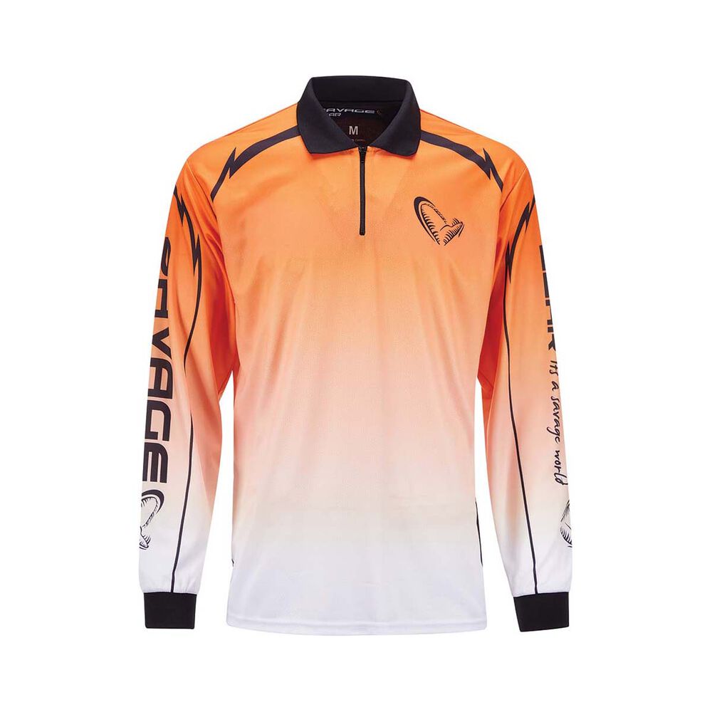 Savage Gear Men's Orange to White Sublimated Polo