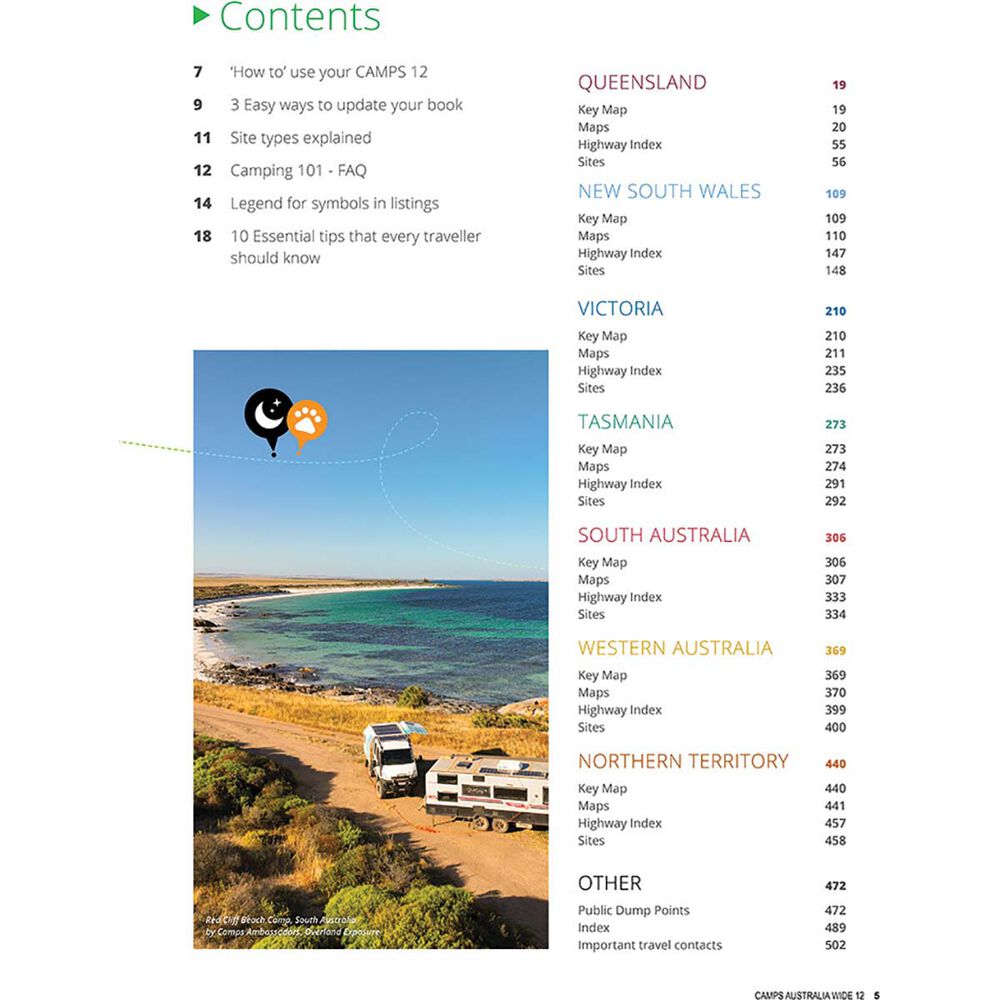 Camps 12 Australia Wide Free & Budget Campsite Book - B4 Easy to Read
