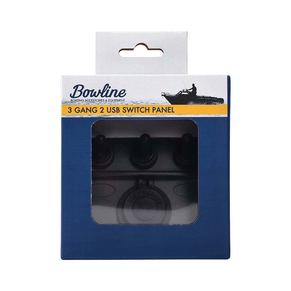 Bowline Switch Panel 3 Gang 2 USB Black