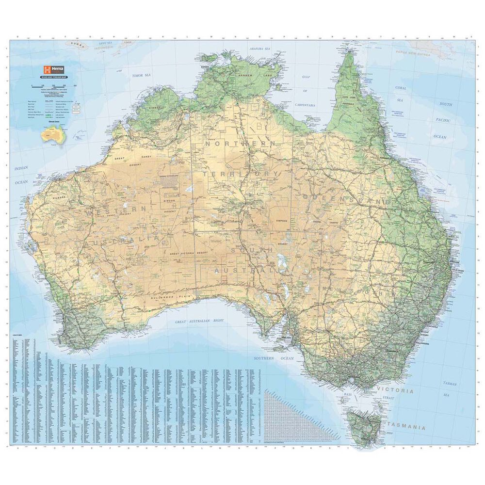 Hema Australia Road and Terrain Map