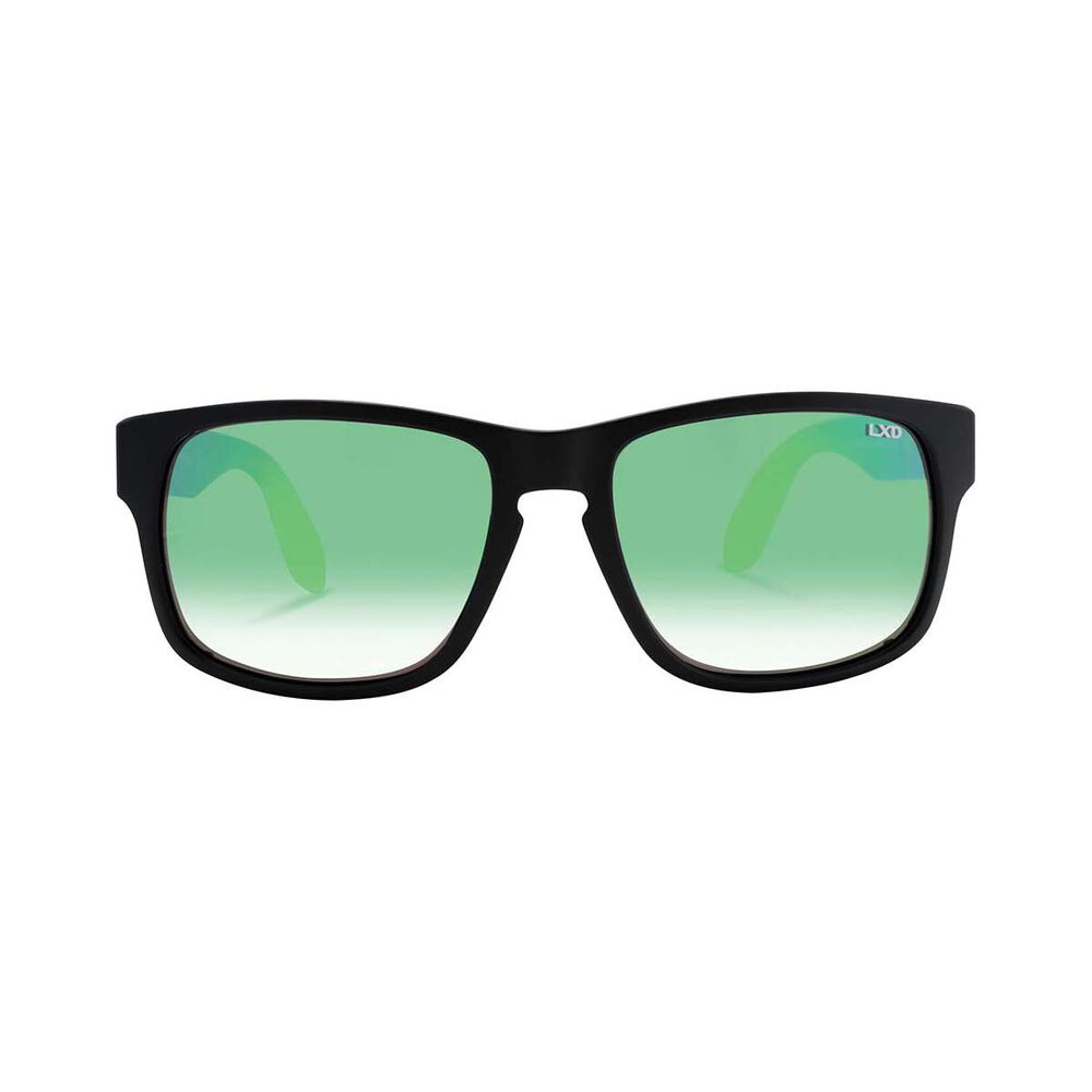 LXD Men's Baja Mirror Polar Sunglasses Matt Black with Green Lens