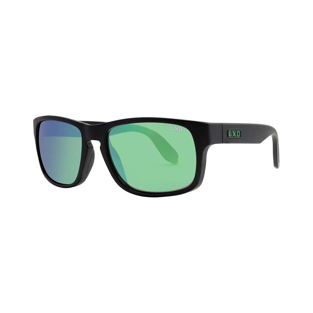 LXD Men's Baja Mirror Polar Sunglasses Matt Black with Green Lens