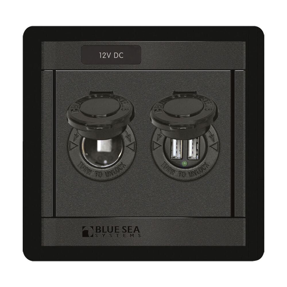Blue Sea Systems 12V DC Socket and Dual USB Charger Panel