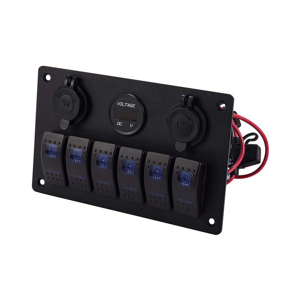 Bowline Switch Panel 6 Rocker 2 USB Plus Cigarette Socket