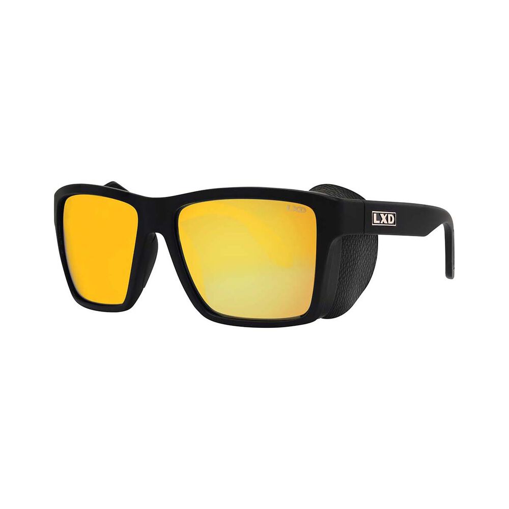 LXD Unisex Caspian Brooksy Sunglasses Polar Black with Orange Mirror Lens