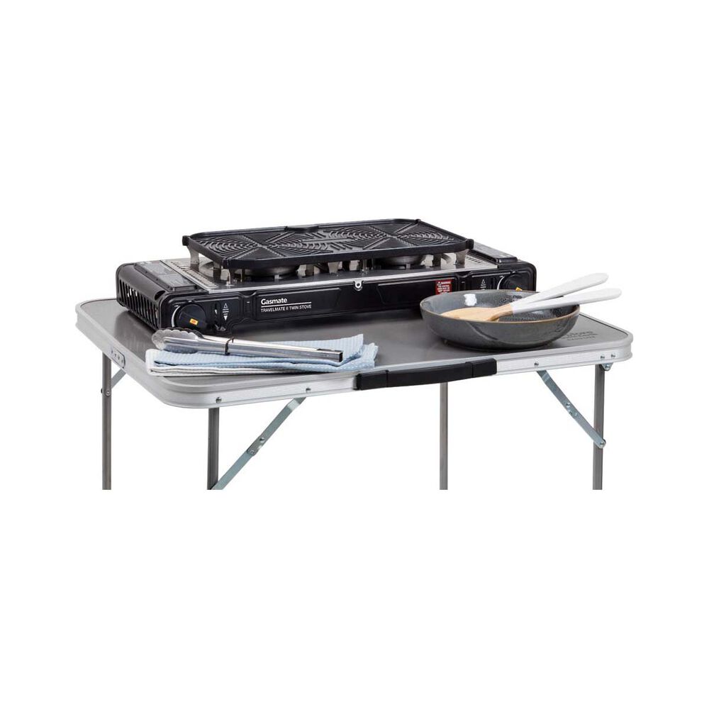 Gasmate Travelmate II SS Double Butane Stove With Hotplate
