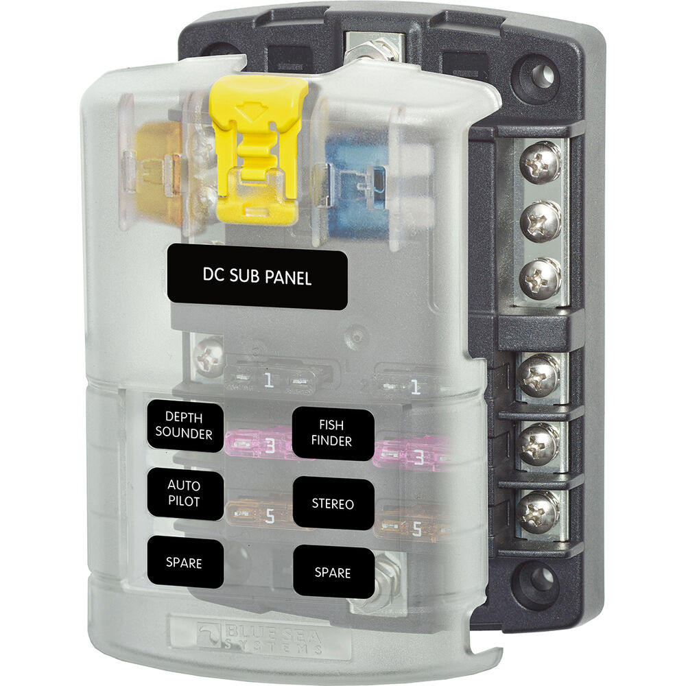 Blue Sea Systems ST Blade Fuse Block - 6 Gang Negative Bus and Cover