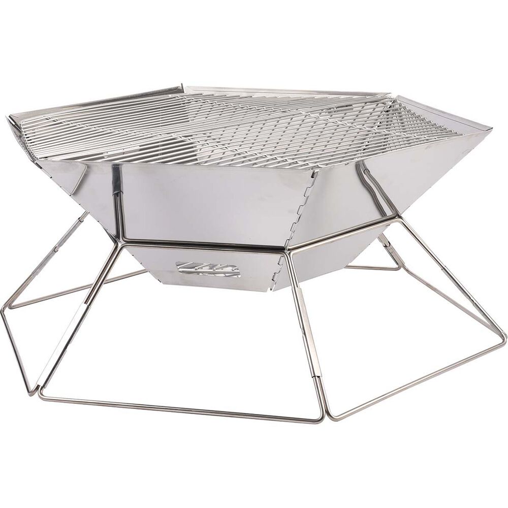 Wanderer Stainless Steel Folding Fire Pit with Grill
