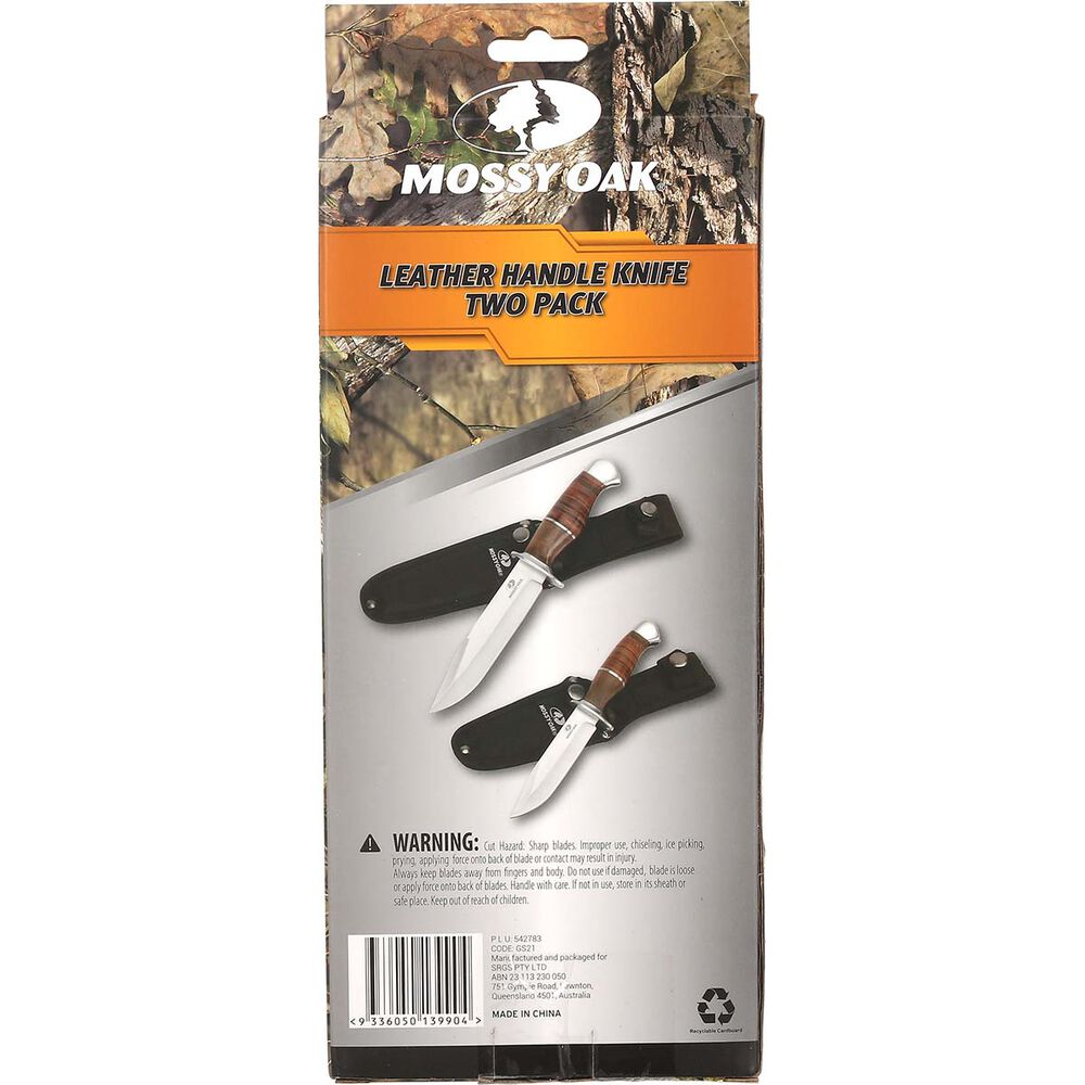 Mossy Oak Leather Handle Knives 2 Pack