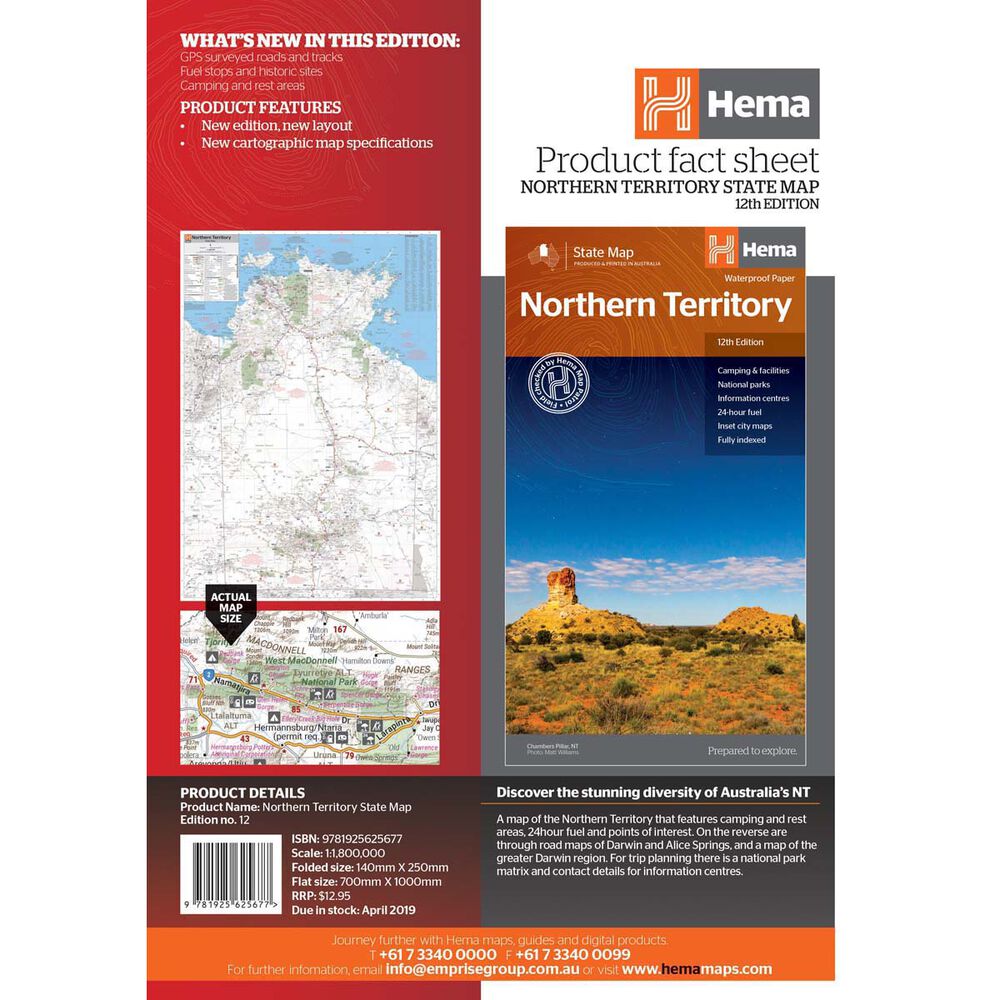 Hema Northern Territory State Map (12th Edition)