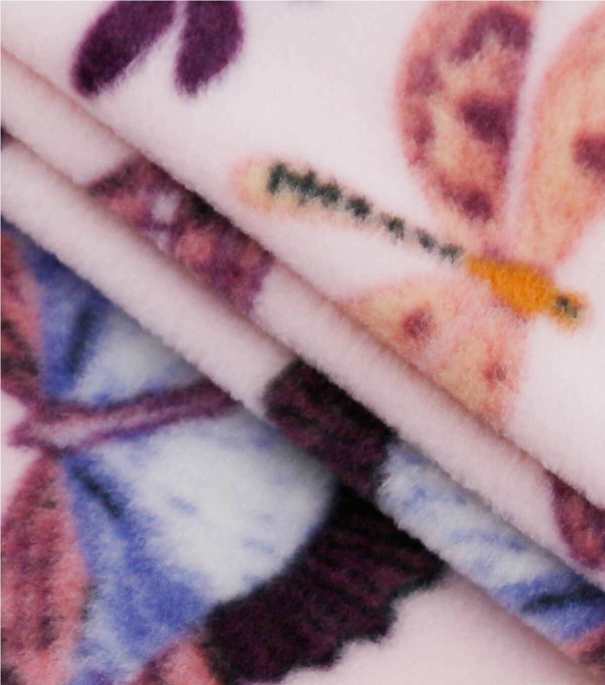 Dragonflys & Butterflies on Pink Anti Pill Fleece Fabric