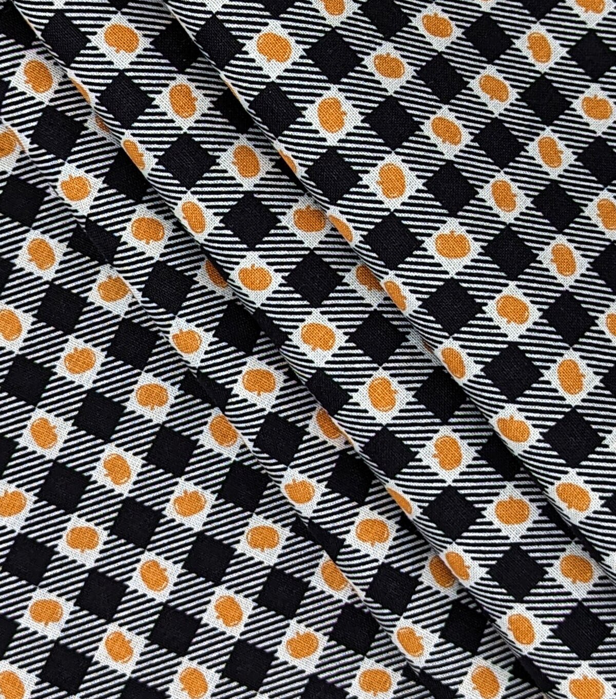 Black Pumpkin Plaid Cotton Fabric