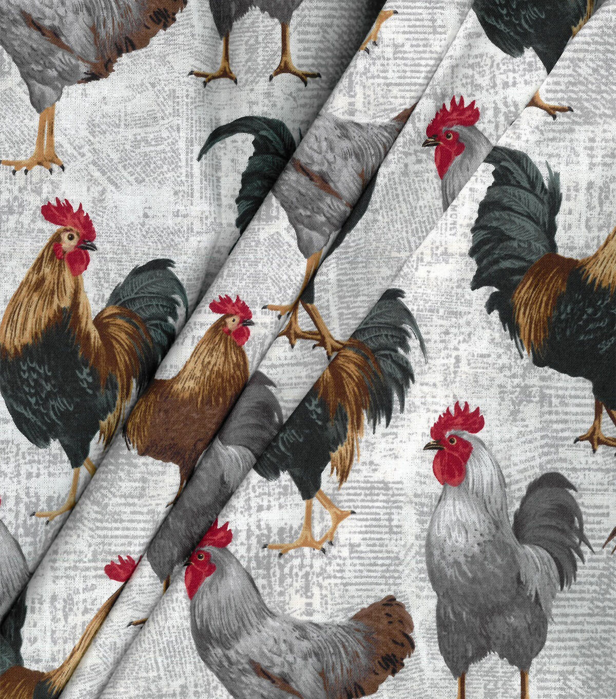 Novelty Cotton Fabric Farm Chickens on Newspaper