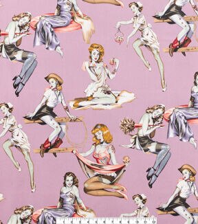 Alexander Henry Beauty With Brains on Pink Premium Cotton Fabric