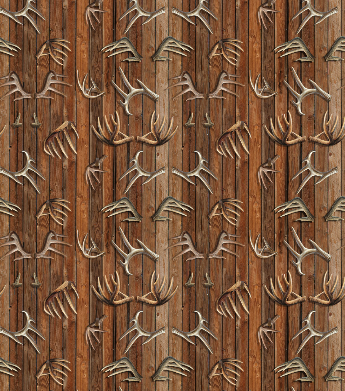 Brown Antlers Novelty Cotton Fabric