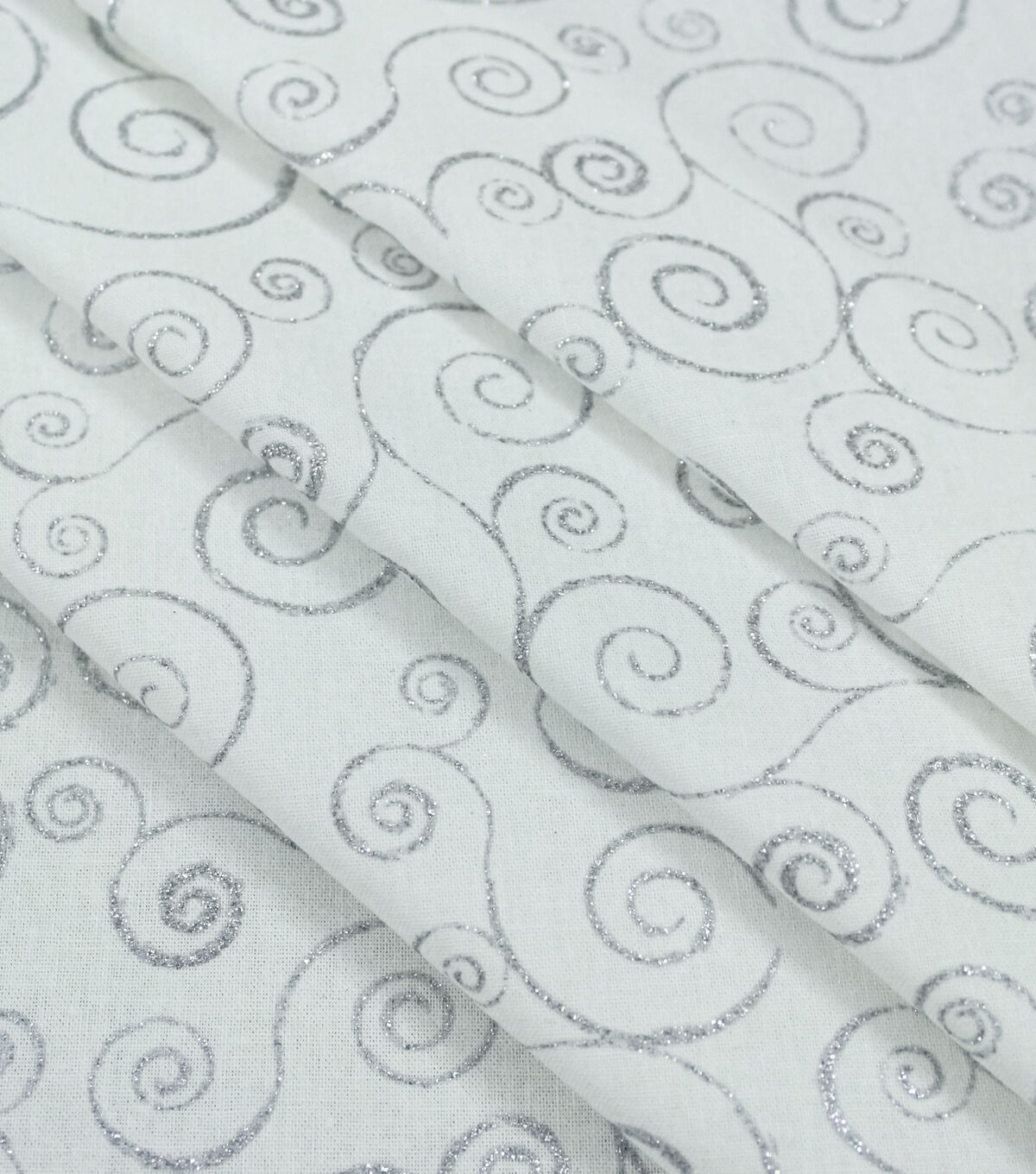 Swirl Vines Christmas Glitter Cotton Fabric