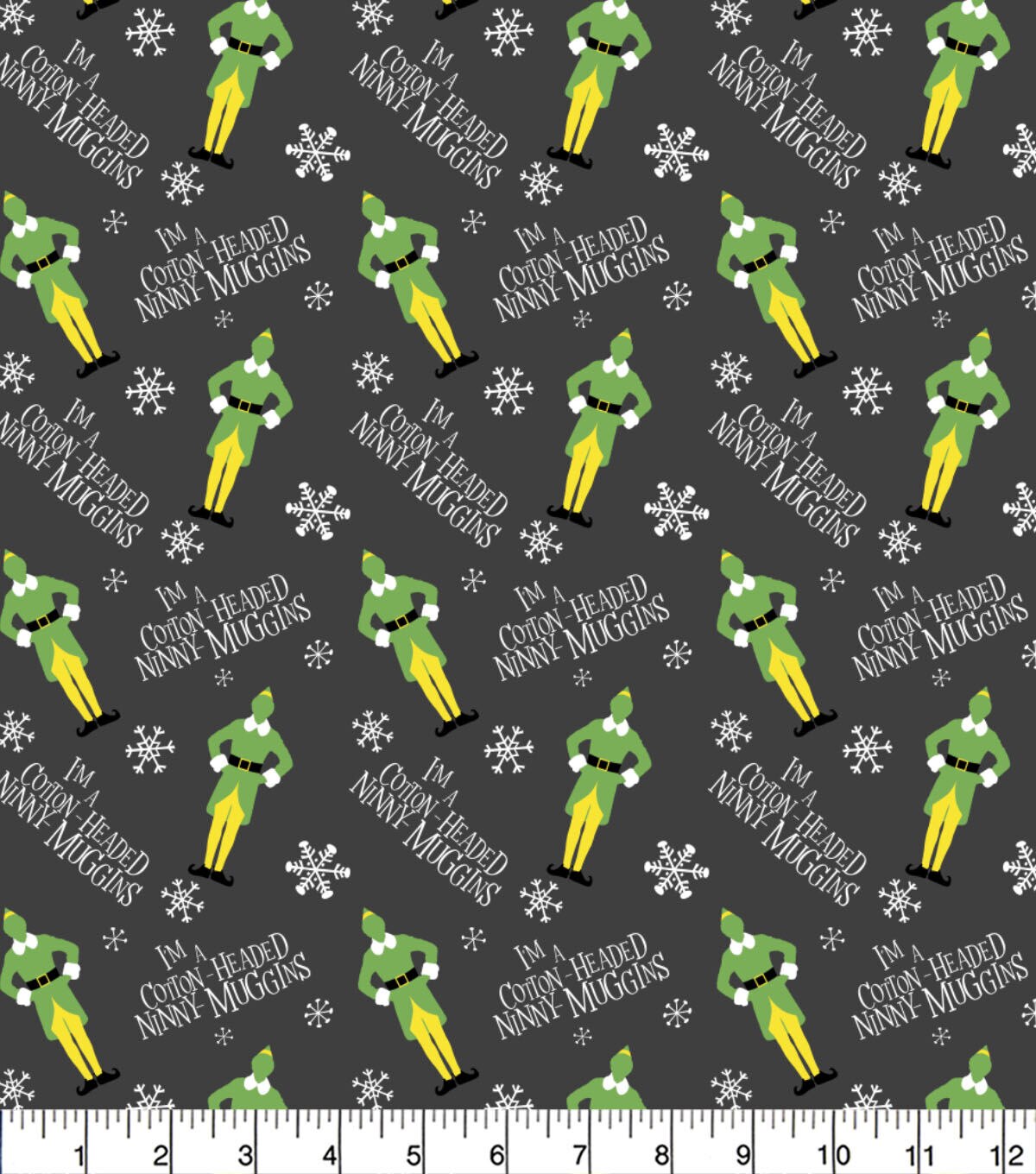 Elves & Snowflakes Christmas Cotton Fabric