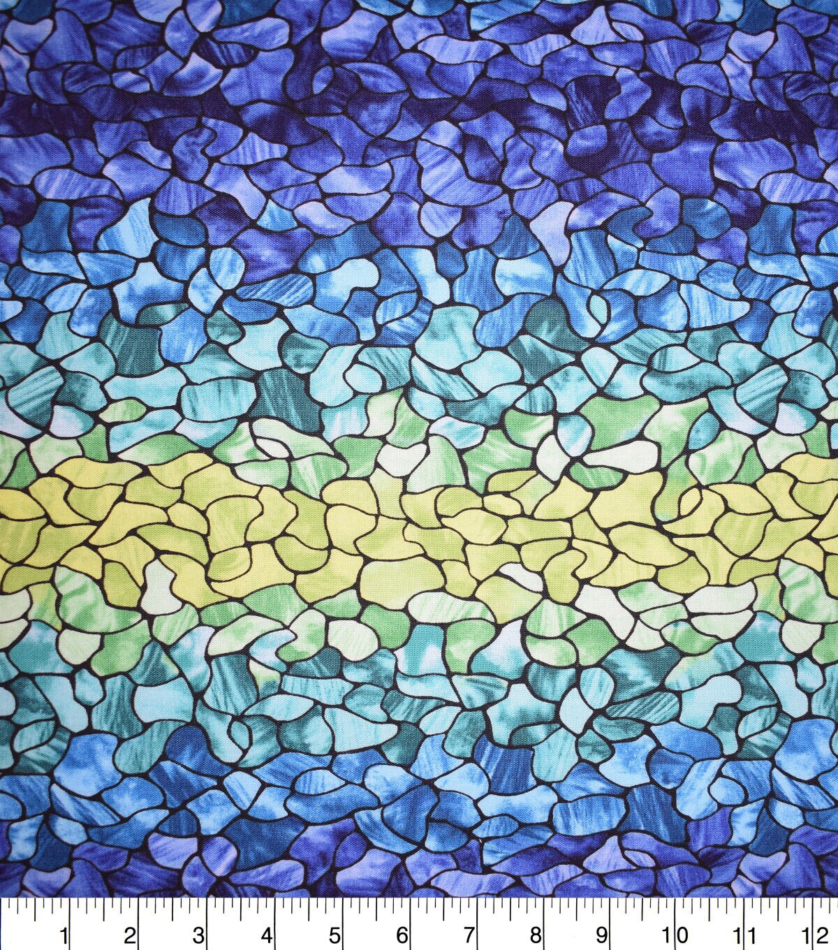 Premium Quilt Cotton Fabric Ombre Blue Stained Glass