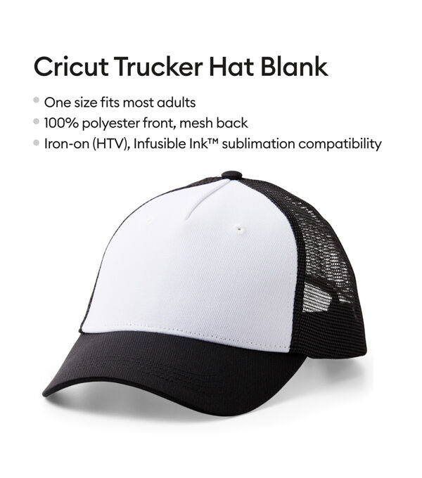 Cricut Black & White Polyester Trucker Hat With Mesh Back