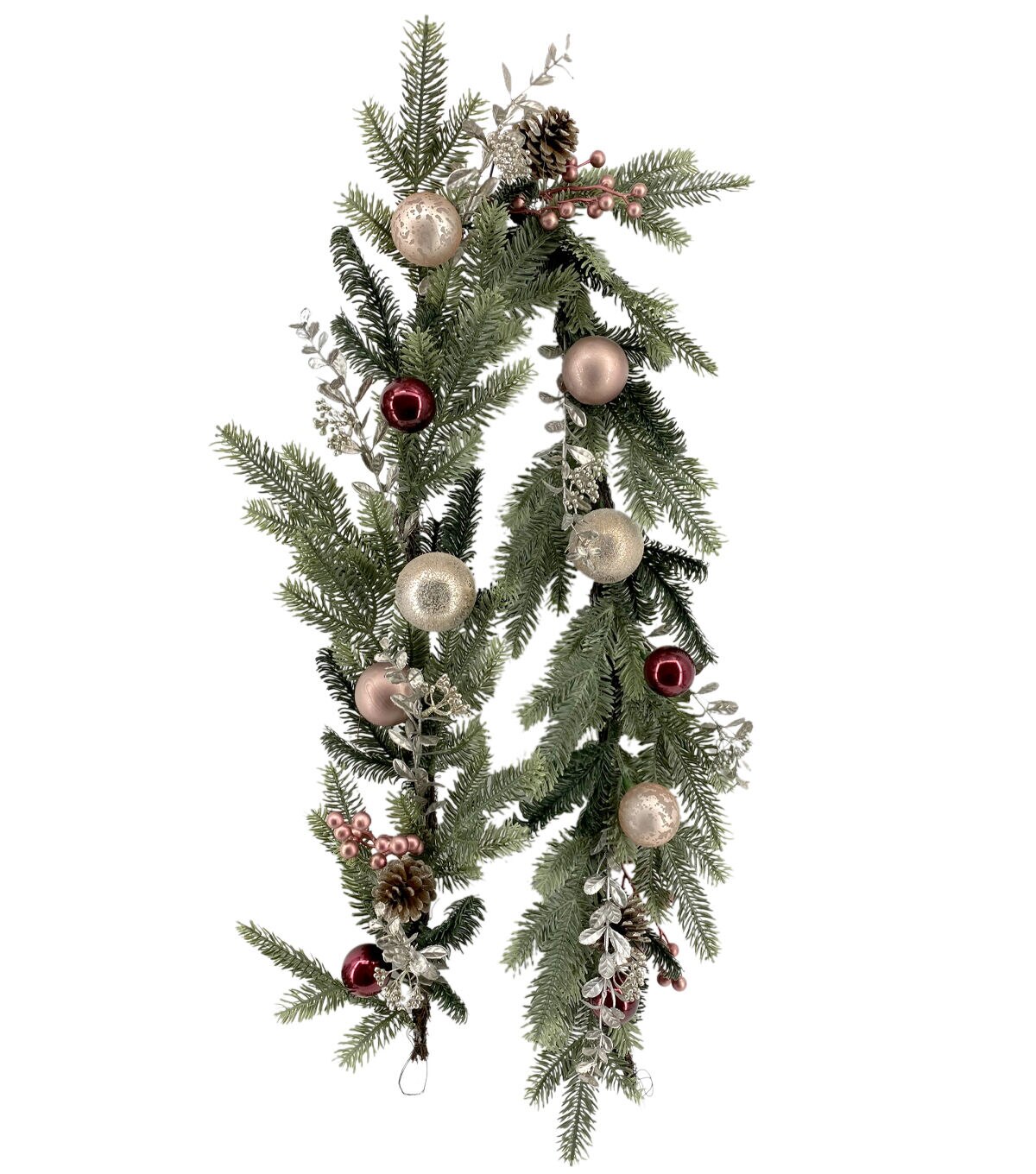 Matching Red & Pink Bauble & Balsam Wreath & Garland