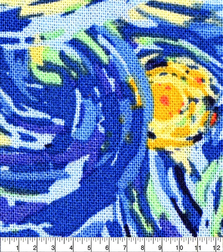 18 x 21 Blue Swirls Cotton Fabric Quarter 1pc by Keepsake Calico